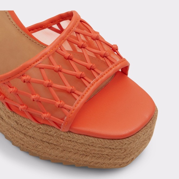 Orange wedge heeled sandals - Picture 2 of 5